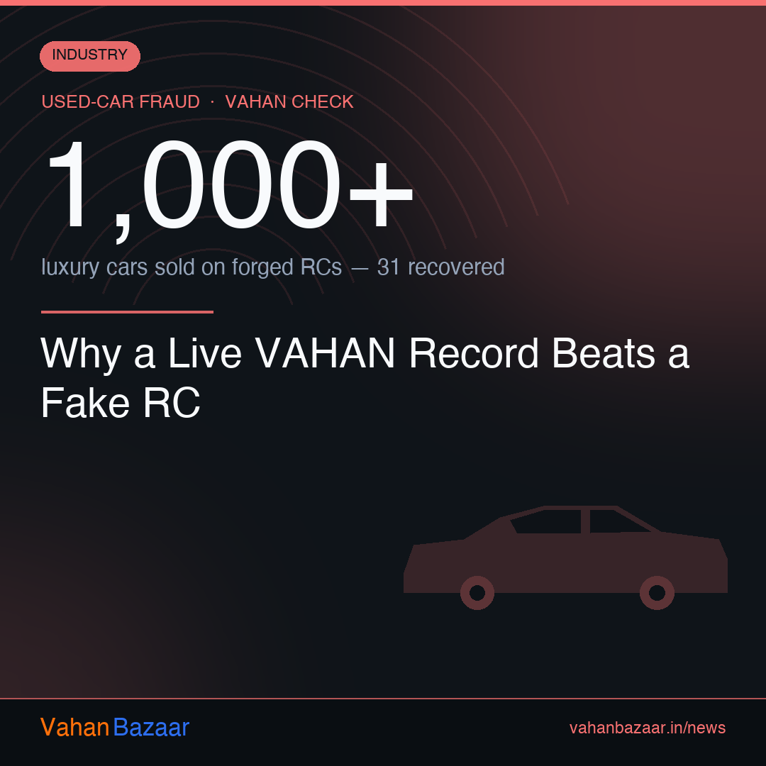 Delhi Police busted an inter-state racket that sold more than 1,000 luxury cars on forged RC papers, recovering 31 vehicles across four states, showing why a live VAHAN record beats a fake paper RC